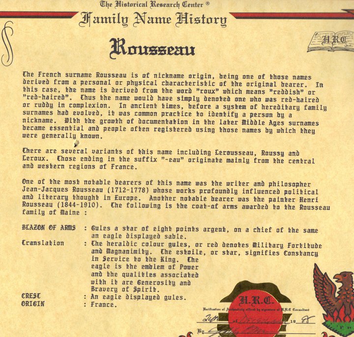 Image ROUSSEAU FAMILY NAME HISTORY 